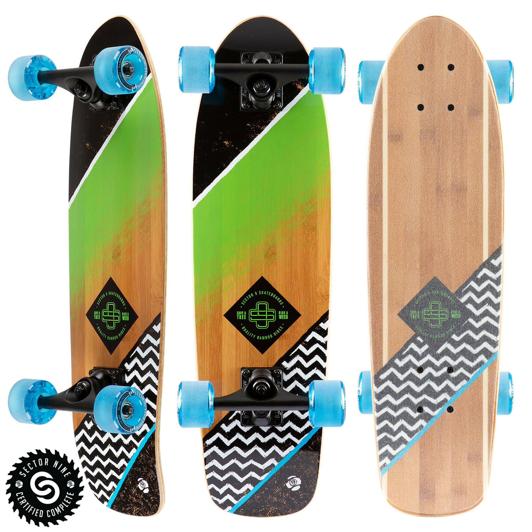 【送料無料】SECTOR 9 セクター9 スケートボード SK8 BAMBOO SERIES Zag Bambino コンプリートデッキ
