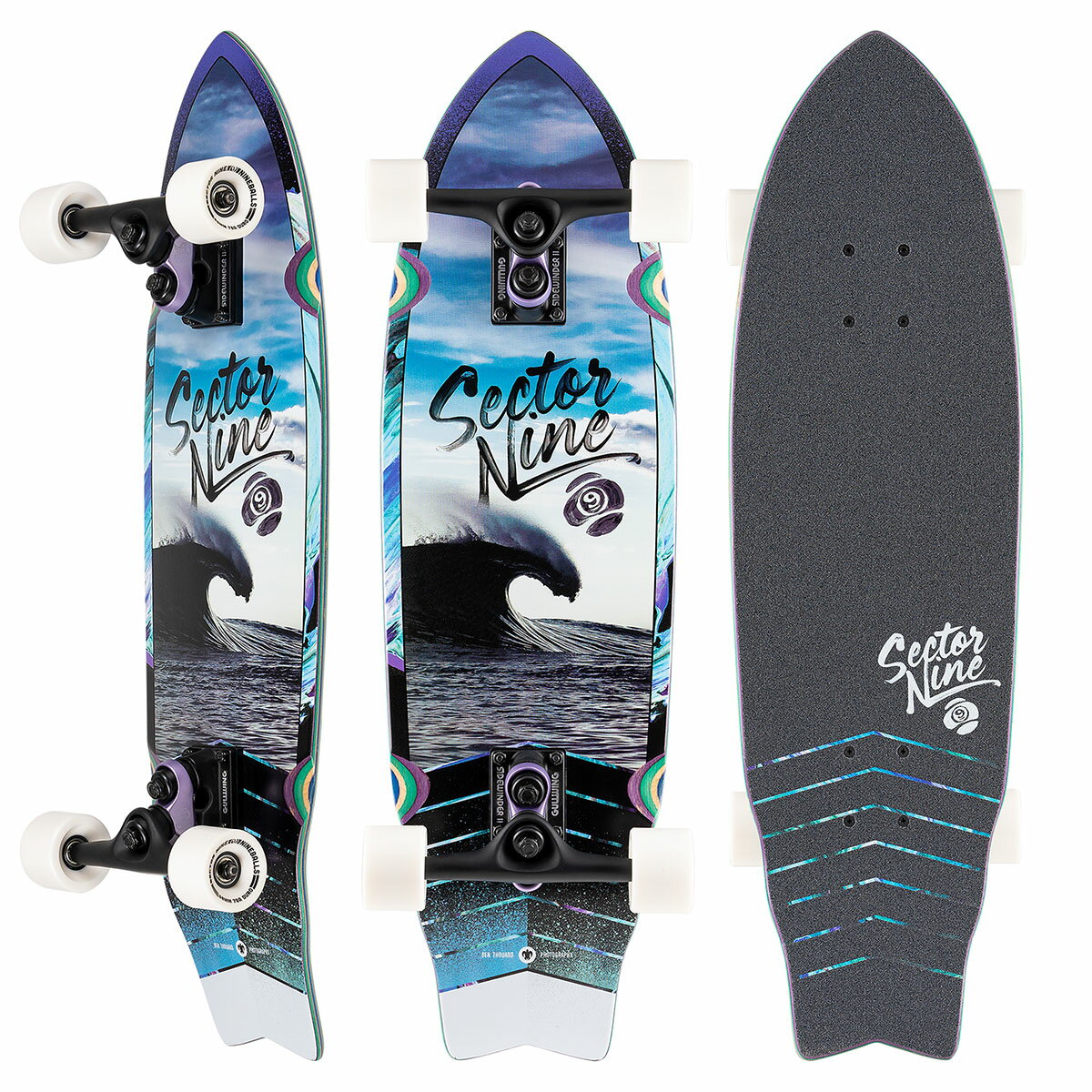 【送料無料】SECTOR 9 セクター9 スケートボード SK8 SIDEWINDER SERIES WAVEPARK SHADOW コンプリート..