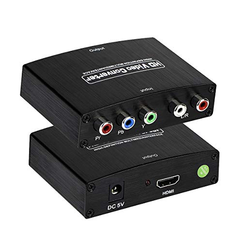 コンポーネント to HDMI コンバーター 変換器 1080P対応 5RCA RGB YPbPr to HDMI コンバータ HDCPオーディオ ビデオ 変換アダプタ HD