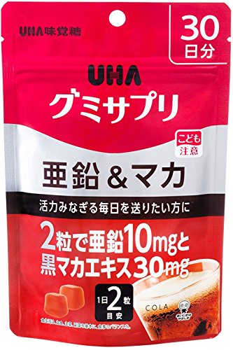 UHAグミサプリ 亜鉛&マカ コーラ味 スタンドパウチ 60粒 30日分