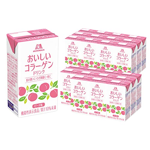 ◆商品名：森永製菓 おいしい コラーゲン ドリンク 125ml×24本 [ 美容 コラーゲン ビタミンC ビタミンD 脂質ゼロ ] (ピーチ, 24) [ シリーズ累計3億本突破！（※2021年10月時点　おいしいコラーゲンドリンクシリーズ、従来品を含む（森永製菓調べ） ] 森永製菓　通販限定商品「おいしい コラーゲン ドリンク 」の登場です！多くの方にご愛飲いただいております。 [ コラーゲン ペプチドを、10,000mg配合！]1本に コラーゲン 10,000mgを凝縮しました。 美容 だけでなく、日々の生活をスムーズにするために手軽に コラーゲン を補いましょう。 [スッキリとした レモン 味 ]「 コラーゲン は摂りたい…。でも、あの味が苦手…。」そんなお悩みはありませんか？ コラーゲン 独特の臭みを抑え、スッキリとしたレモン味を実現しました！美味しさそのままで、脂質はゼロ！ [ 楽しくアレンジ！ ] おいしい コラーゲン ドリンクは常温でも、冷やしも、温めても美味しく召し上がれます。アレンジ方法も様々。しょうがやハチミツ、果実酒で割るなどして コラーゲン ドリンクを楽しみましょう。 [ 常温保管OKな紙パック ] 紙パックなので、持ち運ぶ時にも便利です！捨てる時にも小さく折りたためてかさばりません。