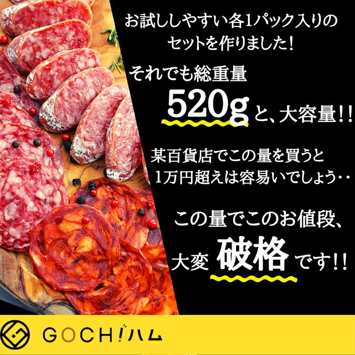 【10％OFF★楽天スーパーセール大特価！】【お試し各1パック】スペイン産生ハム・サラミ5種セット 食べ比べ イベリコ豚 おつまみ セット お取り寄せ 内祝い 誕生日 ギフト 詰め合わせ ワイン 送料無料 クリスマスパーティ ホームパーティー 生ハム チョリソー サラミ