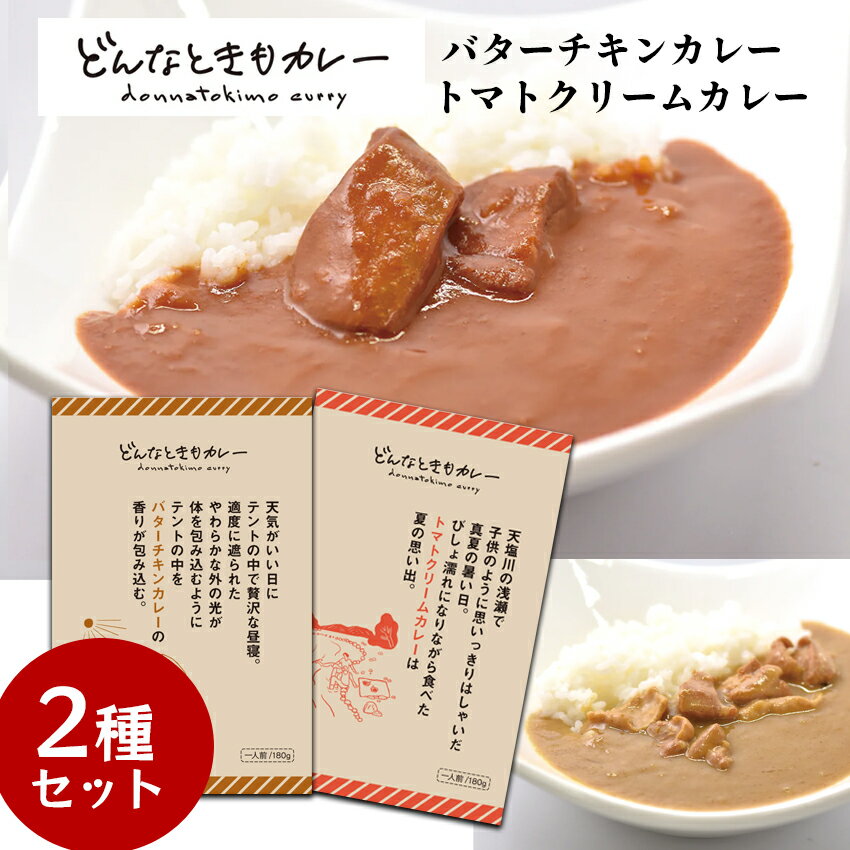 どんなときもカレー 2食セット バターチキンカレー・トマトクリームカレー 各1パック 常温 北海道 1000円ポッキリ 【在庫有り】のサムネイル