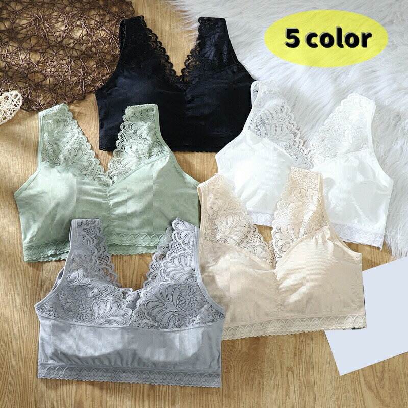 ノンワイヤーブラジャー ハーフトップブラ レディース ブラジャー レース おしゃれ パッド付 下着 ナイトブラ インナー カラバリ豊富