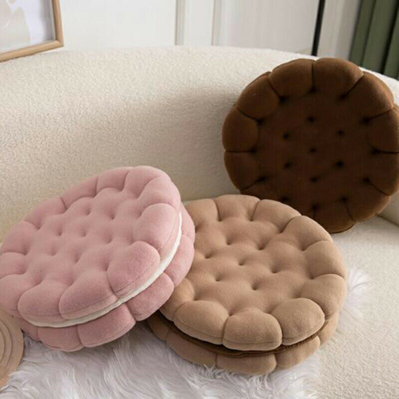 クッション ソファー オフィスチェア 椅子用 背もたれ 抱きまくら 枕 丸型 ビスケット おしゃれ 厚手 ..