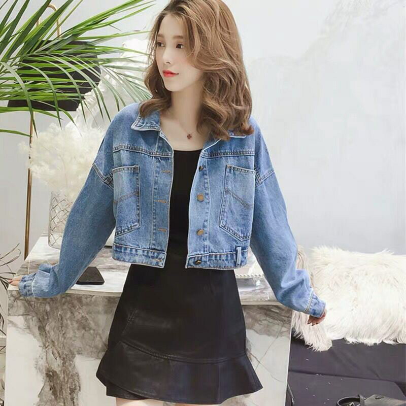 デニムジャケット レディース 長袖 ショート丈 中厚手 Gジャン ジージャン 上着 トップス ディープスリーブ 短め 春秋冬