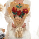 造花 枯れない花 フラワーブーケ ニットフラワー DIY 手編み花束 毛糸 フラワー 完成品 フェイクフラワー 彼女 友達 プレゼント バレンタイン ギフト 編み物 花 ハンドメイド かぎ針編み 編み花 インテリア 誕生日プレゼント 母の日 温もり 癒し ins風