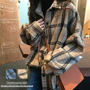 ビッグシルエット チェックシャツ ジャケット タータンチェック ゆったり オーバーサイズジャケット 羽織り 起毛 大人 きれいめ カジュアル シャツジャケット 長袖 チェック柄 大きいサイズ アウター ワンマイルウェア 夏 夏服 韓国ファッション(4)