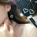 顔回りをパッと明るくするハートロングピアス ハートピアス ロングピアス ラインストーン キラキラ パーティー デート ディナー お呼ばれ オケージョン 華やか レディース 上品 結婚式 フォーマル オフィス 夏 韓国ファッション