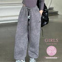 カジュアルパンツ ストレッチ ロング丈 レトロ 春物 秋物 女の子 キッズ ジュニア 長ズボン ロングパンツ ウエストゴム 小学生 中学生 保育園 通園 通学 子供服 普段着 グレー 120 130 140 150 160 170 cm