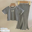 2点セット 女の子 パッチ ラウンドネック 半袖 Tシャツ + ストレッチ パンツ 長ズボン キッズ服 子供服 大人っぽい かわいい 旅行 食事会 お出かけ 人気 夏 90cm 100cm 110cm 120cm 130cm 140cm