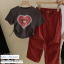 女の子 Tシャツ ハート ラインストーン キッズ服 / 無地 ラインストーン パンツ 長ズボン 子供服 大人っぽく かわいい 人気 夏 90cm 100cm 110cm 120cm 130cm 140cm 150cm 部屋着 お出かけ 食事会 旅行