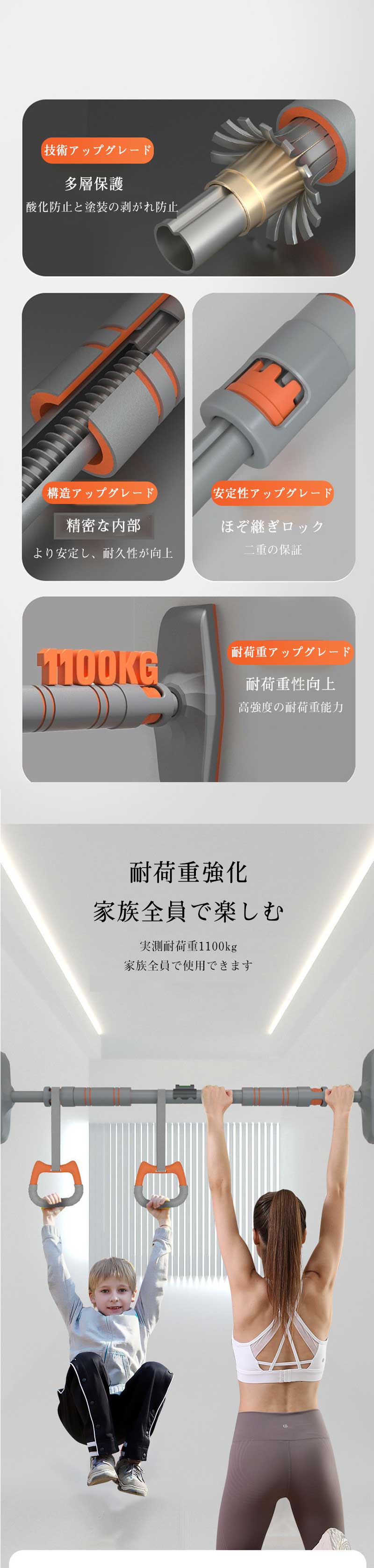 GOENGAARIMASUYOUNISHOPの懸垂バー ドアジム 耐荷重400kg ぶら下がり健康器 懸垂 壁 ドア 懸垂棒 懸垂マシン 筋トレマシン トレーニング器具 チンニング バー 突っ張り棒 懸垂器具 筋トレ器具 グッズ 背中 背筋 上腕 室内 天井 運動 父の日 健康グッズ｜アングル3