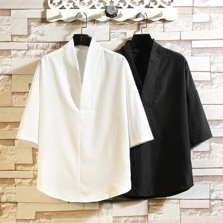 メンズ 和装インナー 下着 シャツ インナー 洗える 白 Vネック 2枚セット 男性 半袖 和装 肌着 黒 肌襦袢 2枚セット 浴衣 作務衣 半襦袢 襟付き Tシャツ 夏用 通気性 着物 合衿 衿付き 襟付き 和装下着 紳士 長襦袢 代替品 作務衣 甚平