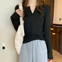 ニットトップス 薄手 長袖 重ね着 レディース 着やせ リブニットtシャツ プルオーバー デイリーニット ストレッチ 春秋 トップス カジュアル おしゃれ 85...