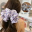 ビッグリボンバレッタ韓国ヘアアクセサリー 花柄バレッタ 大きめリボン 髪飾り 蝶々結び 大人可愛い ま..
