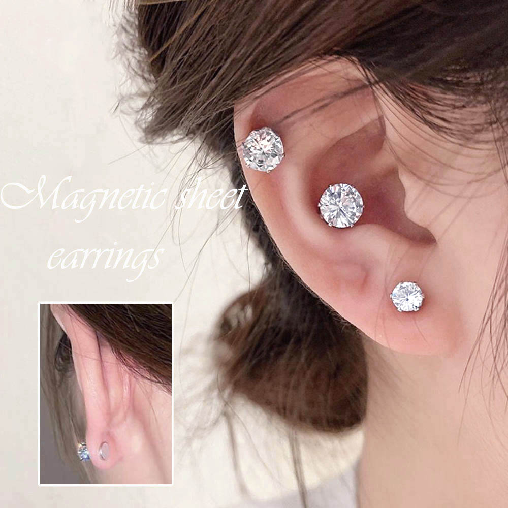 磁気マグネットピアス イヤリング1点売り ラウンド 磁気吸引ピアス オルチャン 耳穴なし 磁気ピアス 上..