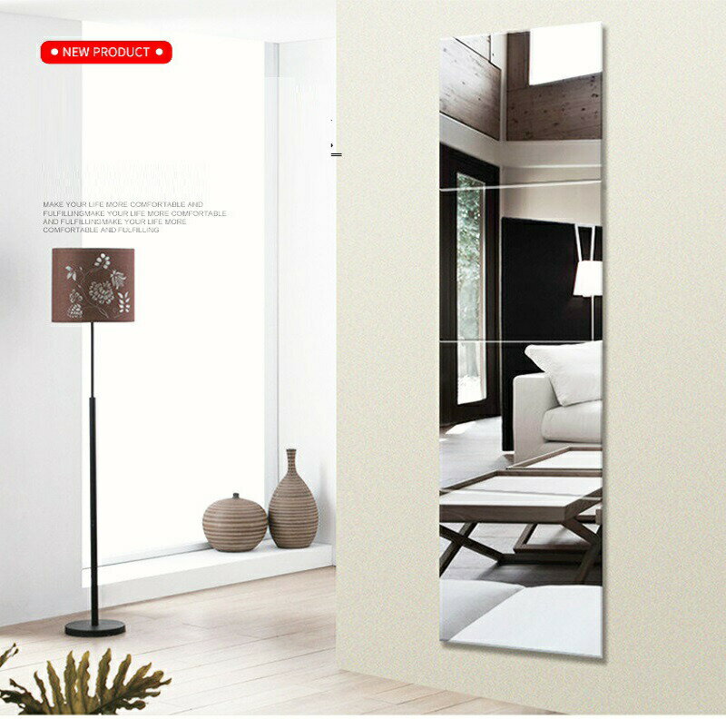 ガラス鏡 全身鏡 姿見鏡 壁掛け ミラー 貼る鏡 飛散防止 穴あけ不要 便利 軽量 浴室 玄関 壁 リビング クローゼット (30×30cm 4枚セット)