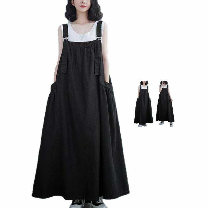 送料無料 ジャンパースカート レディース デニム ワンピース サロペットスカート キャミワンピース 重ね着 ゆったり ワンピ ロングワンピース オールインワン ジャンパー サロペット スカート マキシ丈 オーバーサイズ デニムワンピ 着痩せ M~2XL