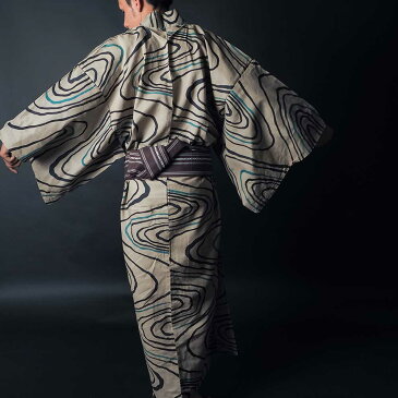 浴衣 メンズ浴衣4点セット 【浴衣+帯+下駄+腰紐】日本製高級生地 流水B・ 男性用お仕立て上がり浴衣4点セット メンズ 男浴衣 ゆかた レトロ おしゃれ 粋 ベージュ アイボリー カーキ