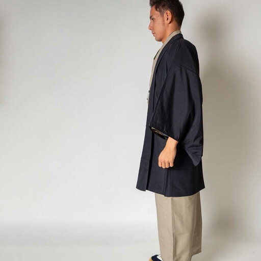 往復送料弊社負担 【レンタル】メンズ着物アンサンブル【対応身長180cm~190cm】【 3Lサイズ】フルセットー着物ベージュ×羽織ブラック 着流し 羽織 パパ着物 父親 春 秋 冬 着付け簡単 おしゃれ着 カジュアル 貸衣装 レンタル衣裳 七五三 お正月 初詣 旅行 食事会 レ