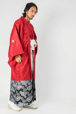 |送料無料|【レンタル】【成人式】【対応身長170cm-180cm】男性用レンタル紋付き袴フルセット
