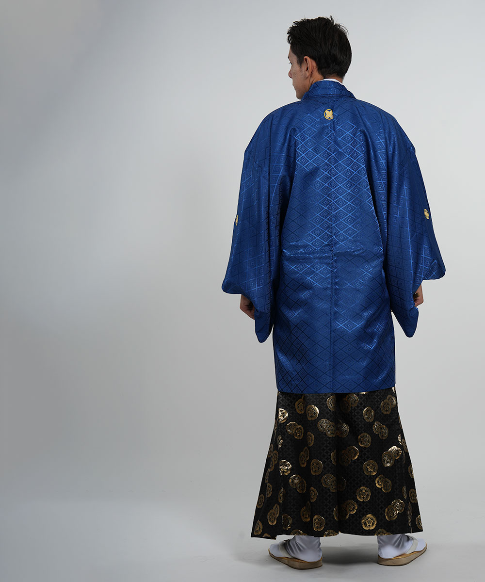 往復送料弊社負担 【レンタル】【対応身長170cm-180cm】男性用レンタル紋付き袴フルセット 紋付きフルセット 紋付袴レンタル 羽織紐 袴 はかま 男性着物 成人式 卒業式