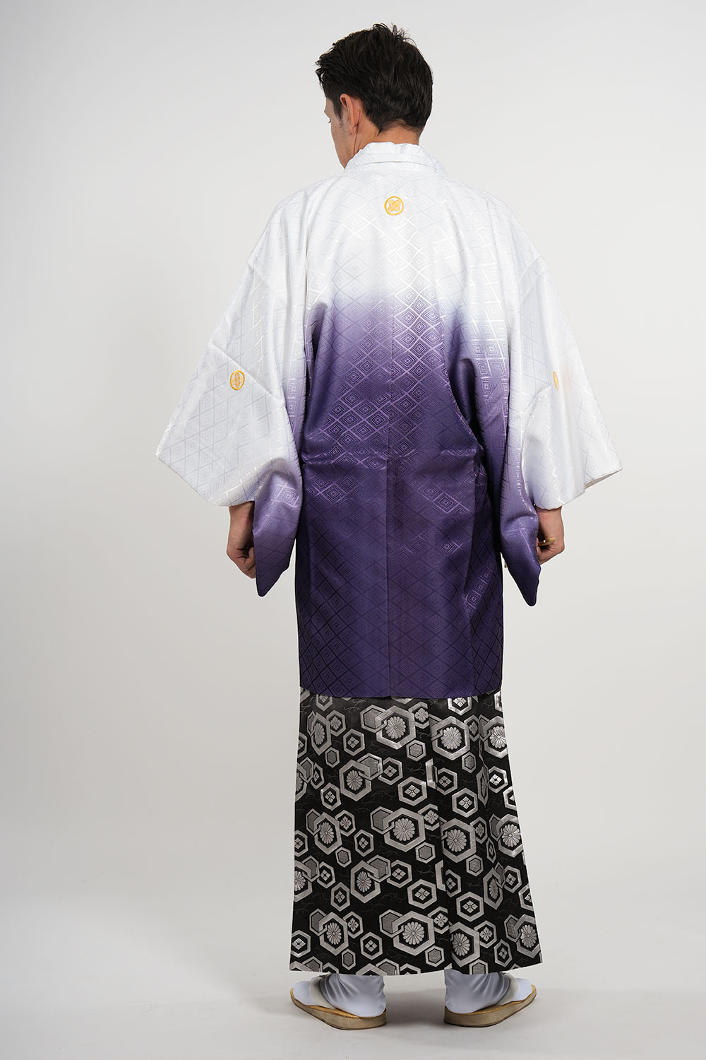 往復送料弊社負担 【レンタル】【対応身長170cm-180cm】男性用レンタル紋付き袴フルセット 紋付きフルセット 紋付袴レンタル 羽織紐 袴 はかま 男性着物 成人式 卒業式