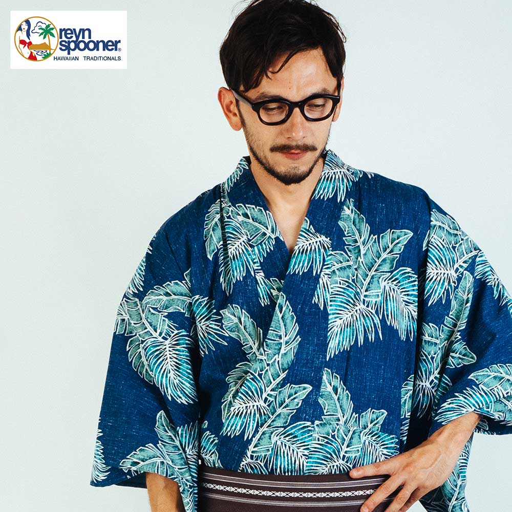 男浴衣セット 男性 浴衣【浴衣+帯+下駄+腰紐】レインスプーナー アロハ柄浴衣セット アロハ メンズ浴衣 紳士用 ハワイ ブランド 4点セット 追加オプション可...