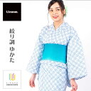 浴衣 単品 女性用ゆかた【Ummm.絞り調レディース浴衣】Ummm. 即日発送可 レディース浴衣 レトロ調 昭和モダン 疋田 鹿の子 紺 青地