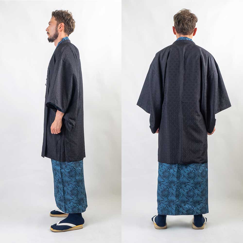 着物 レンタル 七五三 父 パパ 父親 男 メンズ着物 フルセット 【レンタル】メンズ着物アンサンブル【対応身長170cm～180cm】【 Lサイズ】フルセットーUmmm.0007 レンタル期間最大9泊10日着付けの練習も安心