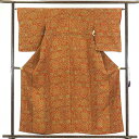 【中古】小紋 リサイクル着物 身丈158cm 裄64cm 前幅23cm 後幅28cm 袖丈55cm 正絹(シルク) レディース 袷仕立 秋冬春用 茶色 裄Mサイ...