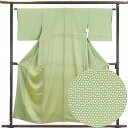 【中古】小紋 リサイクル着物 身丈155cm 裄61cm 前幅25cm 後幅29cm 袖丈44cm 正絹(シルク) レディース 袷仕立 秋冬春用 緑地 裄Sサイズ 美品 リユース