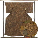【中古】小紋 リサイクル着物 身丈155cm 裄63cm 前幅24cm 後幅29cm 袖丈49cm 正絹(シルク) レディース 袷仕立 秋冬春用 茶色 裄Mサイ...