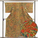 【中古】小紋 リサイクル着物 身丈158cm 裄63cm 前幅22.5cm 後幅30cm 袖丈48cm 正絹(シルク) レディース 袷仕立 秋冬春用 緑地 裄M...