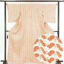 【中古】小紋 リサイクル着物 身丈165cm 裄65cm 前幅23cm 後幅29cm 袖丈52cm 正絹(シルク) レディース 袷仕立 秋冬春用 黄色地 裄Mサ...