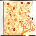 【中古】小紋 リサイクル着物 身丈160cm 裄63cm 前幅22cm 後幅29.5cm 袖丈50cm 正絹(シルク) レディース 袷仕立 秋冬春用 オレンジ地...