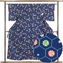 【中古】小紋 リサイクル着物 身丈155cm 裄62cm 前幅22.5cm 後幅28cm 袖丈49cm 正絹(シルク) レディース 袷仕立 秋冬春用 紺地 裄S...