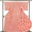【中古】小紋 リサイクル着物 身丈162cm 裄63cm 前幅24cm 後幅28cm 袖丈48cm 正絹(シルク) レディース 袷仕立 秋冬春用 赤地 裄Mサイ...