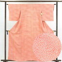 【中古】小紋 リサイクル着物 身丈161cm 裄62cm 前幅22.5cm 後幅28cm 袖丈48cm 正絹(シルク) レディース 袷仕立 秋冬春用 ピンク地 ...