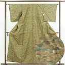 【中古】紬 リサイクル着物 身丈159cm 裄62cm 前幅24.5cm 後幅30cm 袖丈49cm 正絹(シルク) レディース 袷仕立 秋冬春用 緑地 裄Sサ...