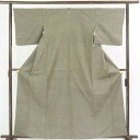 【中古】紬 リサイクル着物 身丈162cm 裄66cm 前幅23cm 後幅30cm 袖丈47cm 正絹(シルク) レディース 袷仕立 秋冬春用 緑地 裄Mサイズ...