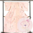 【中古】紬 リサイクル着物 身丈163cm 裄63cm 前幅23cm 後幅30cm 袖丈49cm 正絹(シルク) レディース 袷仕立 秋冬春用 ピンク地 裄Mサ...