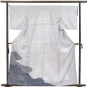 【中古】訪問着 リサイクル着物 身丈160cm 裄66cm 前幅24cm 後幅30cm 袖丈49cm 正絹(シルク) レディース 袷仕立 麻の葉 秋冬春用 白地...