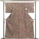 【中古】小紋 リサイクル着物 身丈161cm 裄65cm 前幅23cm 後幅29cm 袖丈47cm 正絹(シルク) レディース 袷仕立 秋冬春用 茶色 裄Mサイ...