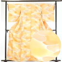 【中古】小紋 リサイクル着物 身丈163cm 裄65cm 前幅25cm 後幅28cm 袖丈52cm 正絹(シルク) レディース 袷仕立 秋冬春用 オレンジ地 裄...
