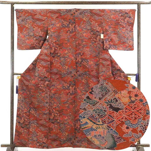 【10%OFF】【中古】小紋 リサイクル着物 身丈162cm 裄66cm 前幅24cm 後幅30cm 袖丈49cm 正絹(シルク) レディース 袷仕立 秋冬春用 赤地 裄Mサイズ 美品 リユース 【10%OFF】【中古】小紋 リサイクル着物 身丈162cm 裄66cm 前幅24cm 後幅30cm 袖丈49cm 正絹(シルク) レディース 袷仕立 秋冬春用 赤地 裄Mサイズ 美品 リユース