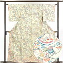 【中古】小紋 リサイクル着物 身丈160cm 裄62cm 前幅22.5cm 後幅28cm 袖丈49cm 正絹(シルク) レディース 袷仕立 秋冬春用 黄色地 裄...