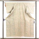 【中古】紬 リサイクル着物 身丈155cm 裄63cm 前幅22.5cm 後幅28cm 袖丈52cm 正絹(シルク) レディース 袷仕立 秋冬春用 ベージュ地 ...