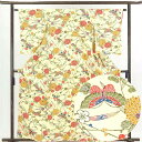 【中古】小紋 リサイクル着物 身丈161cm 裄62cm 前幅23cm 後幅28.5cm 袖丈56cm 正絹(シルク) レディース 袷仕立 秋冬春用 黄色地 裄...